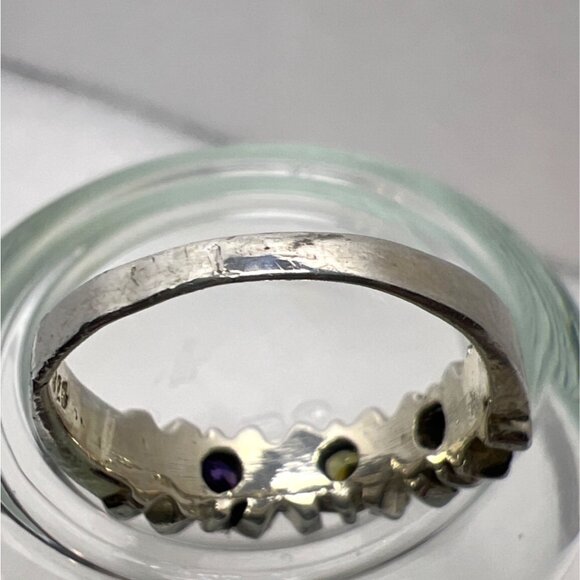 Sterling Silver Ring XOXO Amethyst Citrine Blue Topaz Marcasites Sz7.75 - Picture 5 of 8